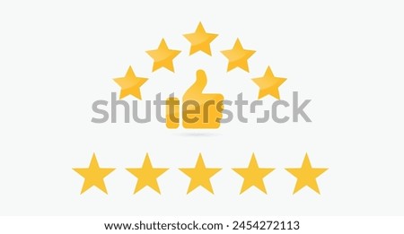 Five stars rating review icon. Feedback, Best seller, Quality icon isolated on white background. Vector illustration