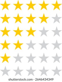 Five stars rating scale. A scale of a customer review with a star rating. Vector illustration with transparent background.