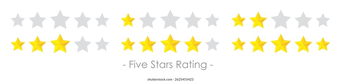 Five stars rating set icon, vector illustration