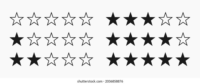 Five stars rating symbols collection. Vector illustration.