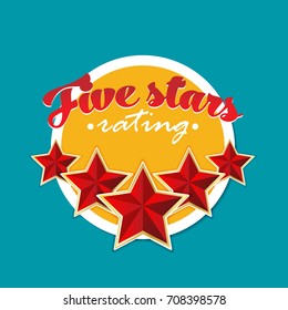 Five stars rating. Vector.