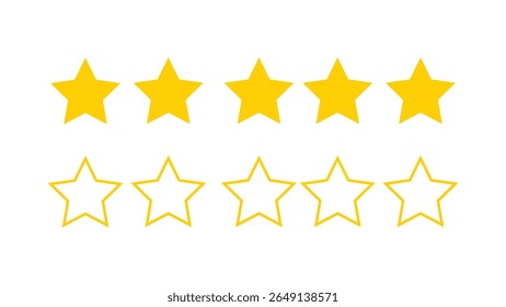 Five stars rating vector icon. Five stars customer product rating review. vector illustration eps10