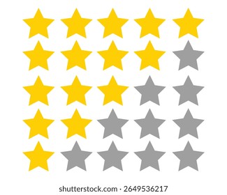 Five stars rating vector icon. Five stars customer product rating review. vector illustration