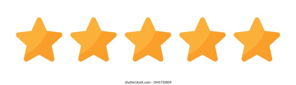 Five stars ratings vector icon isolated on white background.