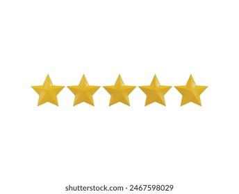 Fünf Sterne Rating Icon 3D Rendering Konzept der Kunde Rückmeldung Rating Icon Vektorillustration