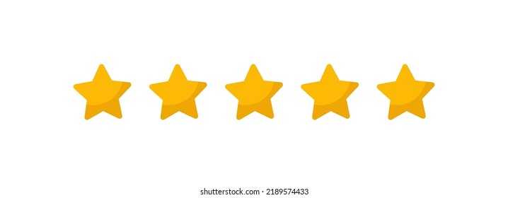 Five stars satisfied customer vector product rating review flat icon for apps and websites. give 5 stars. People feedback illustration by giving rating. Flat online shopping with review.