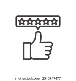 Five stars stroke icon in black
