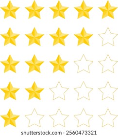 Five stars testimonial product rating flat black edgy icon for apps, UI, template and websites. Product Quality, Feedback, Customer review. review service, satisfaction. 5 score.