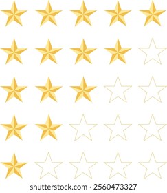 Five stars testimonial product rating flat black edgy icon for apps, UI, template and websites. Product Quality, Feedback, Customer review. review service, satisfaction. 5 score.