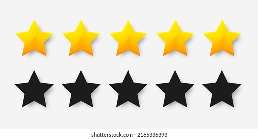 Five stars top rating vector illustration, good feedback of customer satisfaction. Golden star user rate.