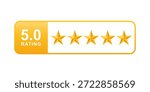 Five stars vector. Five stars customer product rating review icon can use for apps and websites