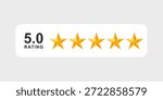Five stars vector. Five stars customer product rating review icon can use for apps and websites