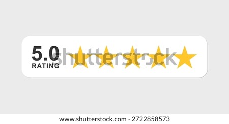 Five stars vector. Five stars customer product rating review icon can use for apps and websites