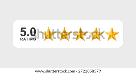 Five stars vector. Five stars customer product rating review icon can use for apps and websites
