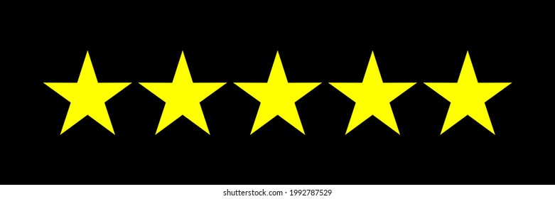 Five stars vector icon on black