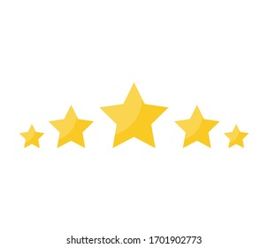 Five stars yellow color on white background. Consumer rating flat icon. Vector illustration