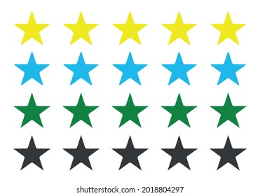 Five stars.5 stars rating isolated on white background