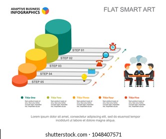 Five step bar diagram. Cylinder chart, editable template. Creative concept for infographics, project, report. Can be used for topics like business, analysis, human resource