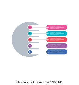 five step briefing template. geometric infographic template. magazine, internet, web, business, annual report infographic template