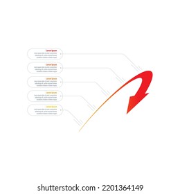 five step briefing template. perspective red arrow sign infographic template. annual report, magazine, business, web, internet infographic template