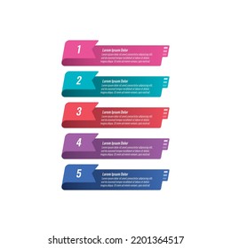 five step briefing template. ribbon infographic template. business, web, annual report, internet, magazine infographic template
