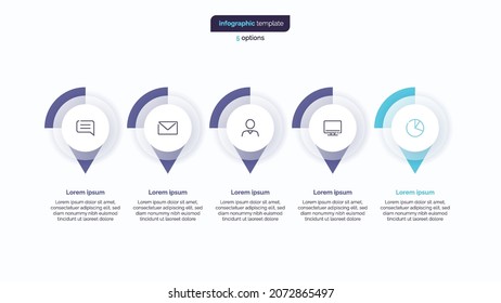 Plantilla de diseño de infografía empresarial de cinco pasos. Ilustración vectorial.
