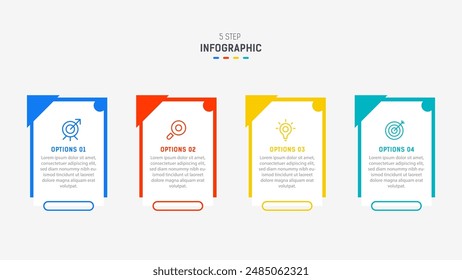 Five Step Infographic design element template for presentation. info graphic illustration. process diagram and presentations step,  banner, flow chart, 5 option template.