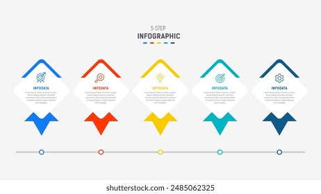 Five Step Infographic design element template for presentation. info graphic illustration. process diagram and presentations step,  banner, flow chart, 5 option template.