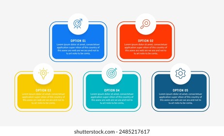 Five Step Infographic design element template for presentation. info graphic illustration. process diagram and presentations step,  banner, flow chart, 5 option template.