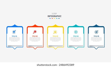 Five Step Infographic design element template for presentation. info graphic illustration. process diagram and presentations step,  banner, flow chart, 5 option template.