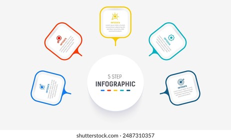 Five Step Infographic design element template for presentation. info graphic illustration. process diagram and presentations step,  banner, flow chart, 5 option template.