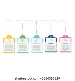 Five Step Infographic design element template for presentation. info graphic illustration. process diagram and presentations step, banner, flow chart, 5