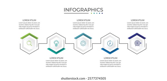 Five Step Infographic element design Vector template for presentation.