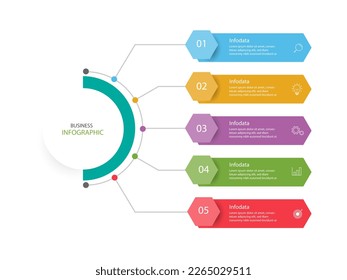 five step infographic template with circle concept