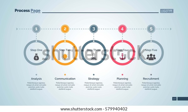 Five Step Process Chart Slide Template Stock Vector (Royalty Free ...