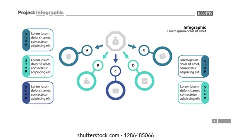 Five step process chart template design Element of chart, diagram, infographic. Concept for presentation, annual report, slide template. Can be used for topics like banking, finance, money