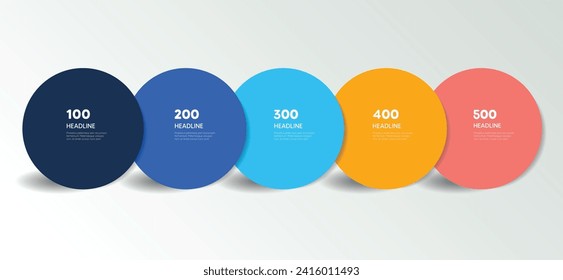 Five step template for presentation. 5 steps options, elements, infographic.