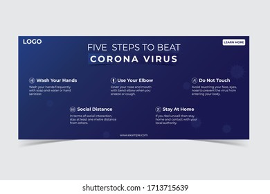 Five Steps to Beat Corona Virus Social Awareness Cover Photo Design Template