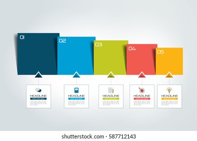 Five  steps chart, template, scheme, tab. Vector illustration.