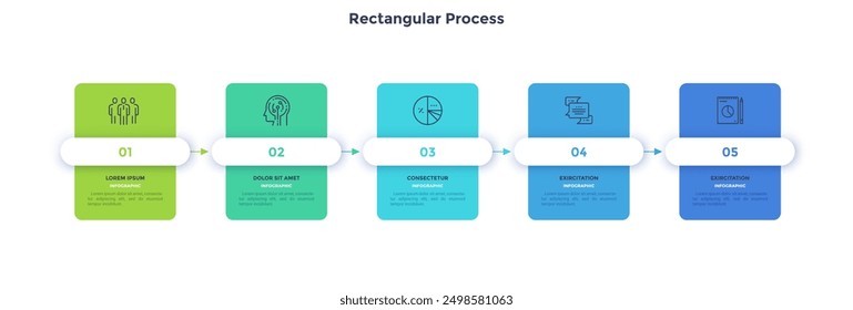 Five steps of effective startup rectangular process infographic chart design template. Business analytics infochart with icons. Instructional graphics with sequence. Visual data presentation