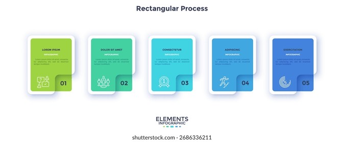 Five steps of effective startup rectangular process infographic chart design template. Business analytics infochart with icons. Instructional graphics with sequence. Visual data presentation