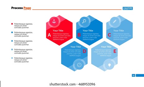 Five Steps Hexagon Diagram Slide Template