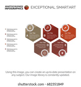 Five Steps Hexagon Diagram Template 1