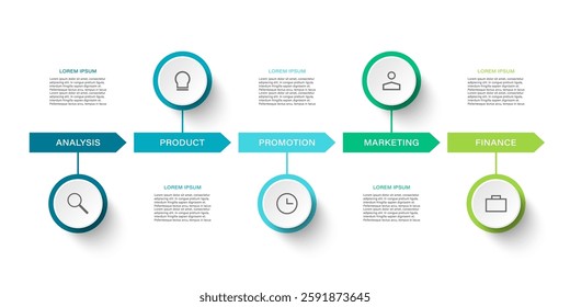 Five steps infographic for business or marketing presentations