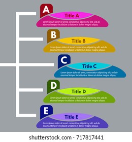 Five steps infographic design elements. Step by step infographic design template. Vector illustration
