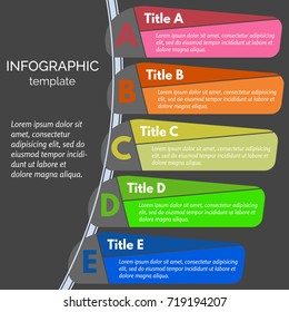 Five steps infographic design elements. Step by step infographic design template. Vector illustration
