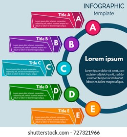 Five steps infographic design elements. Step by step infographic design template. Vector illustration

