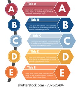 Five steps infographic design elements. Step by step infographic design template. Vector illustration
