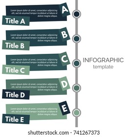 Five steps infographic design elements. Step by step infographic design template. Vector illustration
