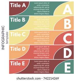Five steps infographic design elements. Step by step infographic design template. Vector illustration
